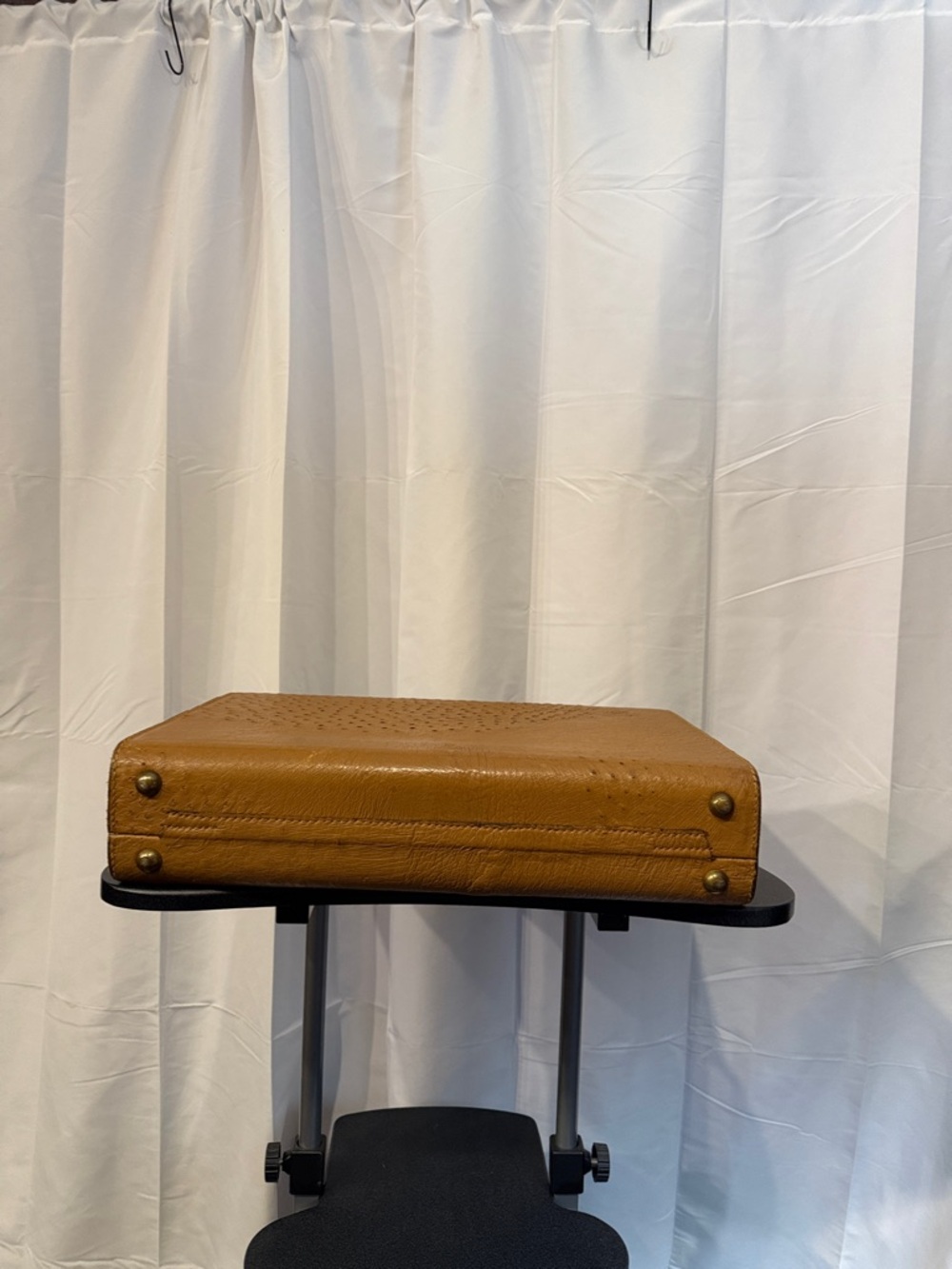 Atlas Brief Case Ostrich Leather Tan Briefcase Vintage 18.5 Inches. - Picture 9 of 14
